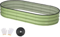 Raised Garden Bed, 6x3x1ft Galvanized Outdoor Planter Beds with Safety Edging and Gloves, Oval Metal Planter Box for Gardening Vegetables Flowers Herb