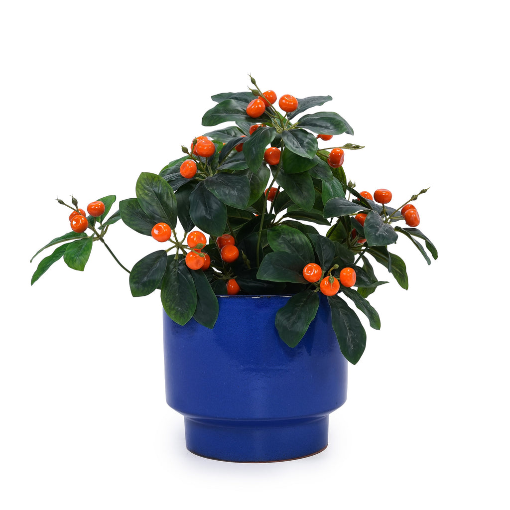 3 Pieces Ceramic Flowerpot, Modern Planter for Patio, Garden or Windowsills - Antique Blue Green