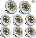 ZGWJ Solar Ground Lights, 8 LED Garden Lights Disk Outdoor Waterproof Landscape for Yard Walkway Patio Lawn Driveway Decoration (8 Pack Warm White)