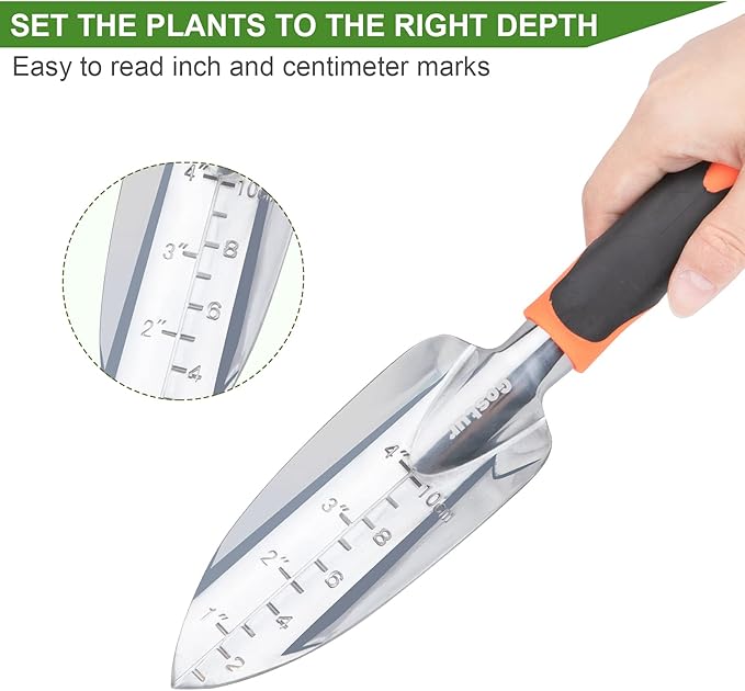 Garden Tool Set, 3PCS Sturdy Gardening Hand Tools Kit - Trowel/Shovel, Transplanter, Sharp Bypass Pruning Shears/Scissors/Clippers - Comfortable Handle - Ideal Gifts for Men & Women