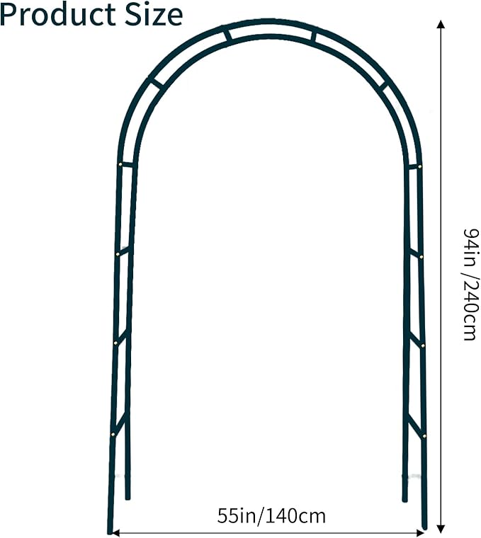 RUBFAC Metal Garden Arch, Wedding & Event Decoration, Garden Trellis for Climbing Plants, Assemble Freely 2 Sizes for Various Climbing Plant Roses Vines Bridal Party Decoration, Army Green, 1 Pack