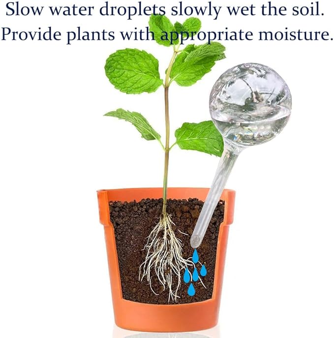 MOONSOUND Plant Automatic Watering Devices, Clear Plastic Self-Watering Bulbs Flower Automatic Watering Device While Away Garden Waterer for Plant Indoor Outdoor