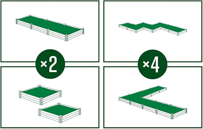 Vita Classic 4 Foot x 4 Foot x 11 inch White Vinyl Raised Modular Garden Bed, White, PVC, BPA and Pthalate Free, VT17108