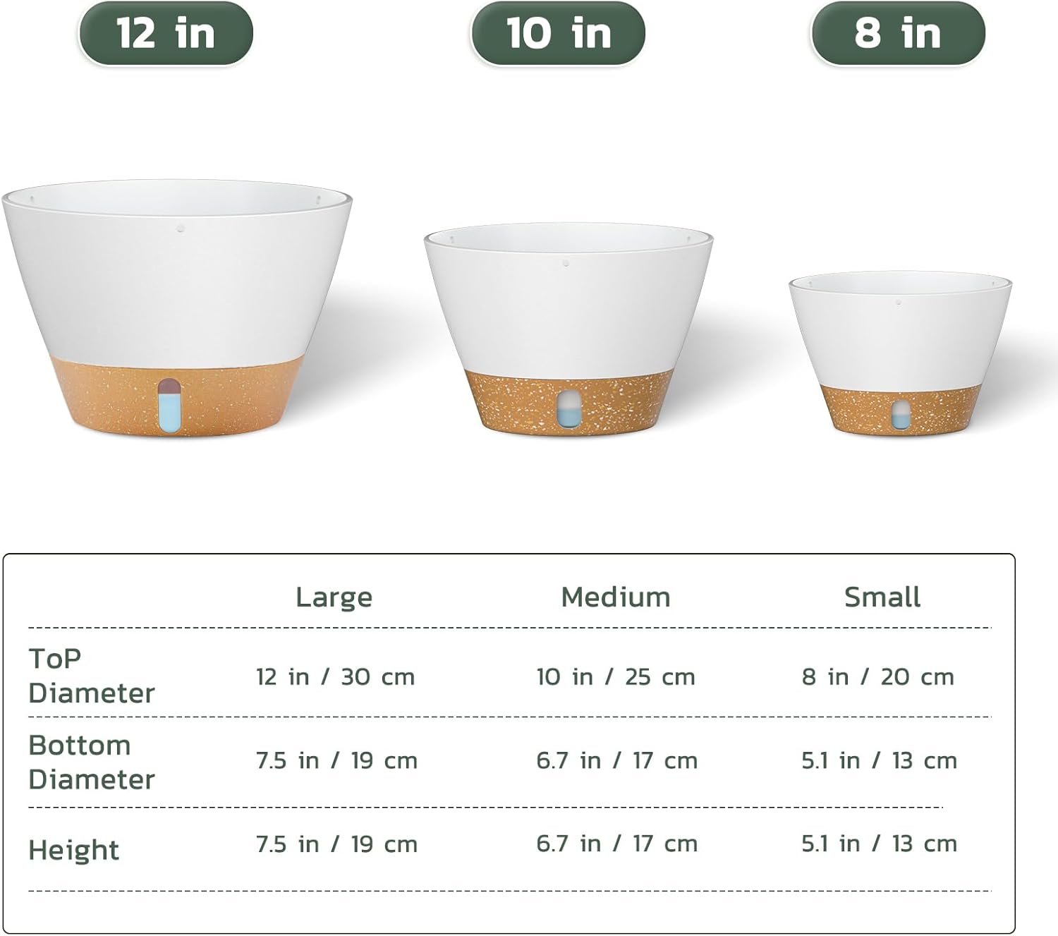 ZMTECH 12 Inch Hanging Planters for Indoor, 2 Pack Large Hanging Plant Pot with Visible Water Level and Chain, Self Watering Hanging Flower Pot for Outdoor Garden Porch(12Inch, White)