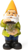 VP Home Jar Garden Gnomes Lawn Gnome with Solar Light Great Addition for Your Garden Solar Powered Knome Gifts for Outside Patio Lawn (Yellow Hat)