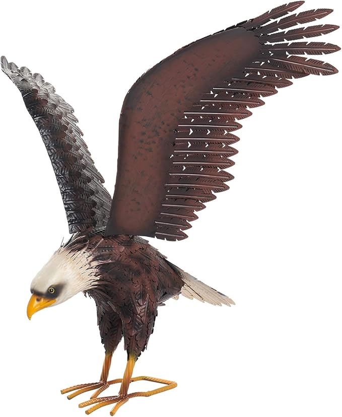 chisheen Bald Eagle Statue Outdoor Garden Sculpture Metal Yard Art Lawn Decorations,Large Eagle Figurines and Statues