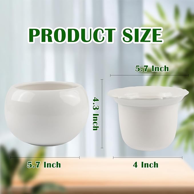 African Violet Pots, 6 inch Ceramic Easy Self Watering Plant Pot for Busy Plant Lovers, Automatically Absorb Appropriate Amount of Water, Flower Pot Indoor-Plants Not Included