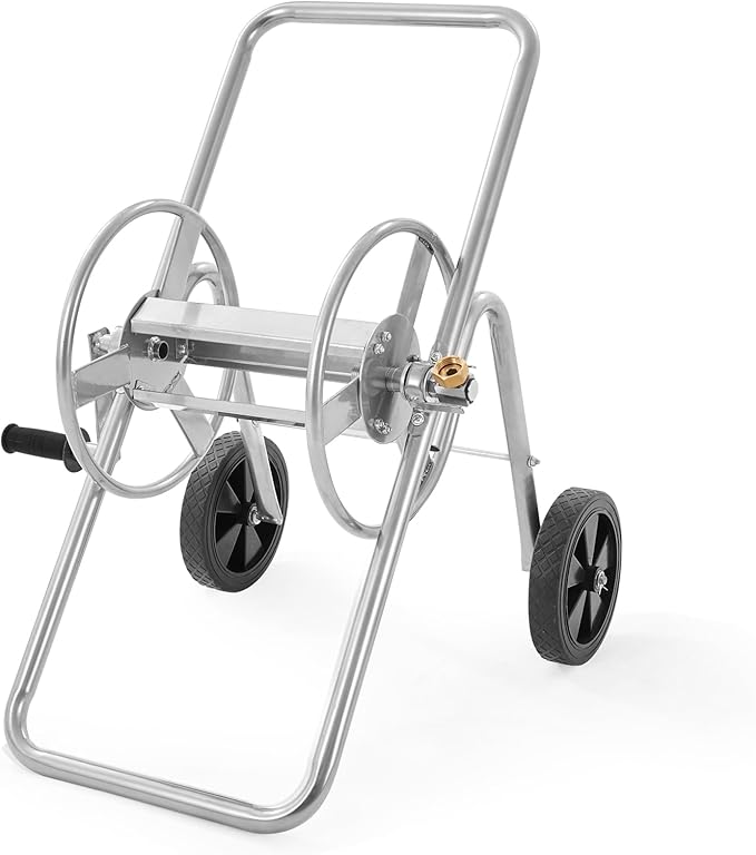 VEVOR Hose Reel Cart, Hold Up to 175 ft of 5/8’’ Hose (Hose Not Included), Garden Water Hose Carts Mobile Tools with Wheels, Heavy Duty Powder-coated Steel Outdoor Planting for Garden, Yard, Lawn