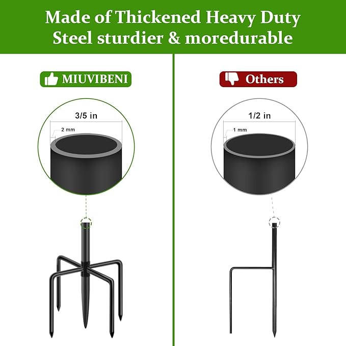 Shepherds Hooks for Outdoor, 48 Inches Garden Bird Feeder Pole for Hanging Bird Feeder, Plant Baskets, Solar Light Lanterns, Outdoor Plant Hanger Hook with 5 Base Prongs, 2 Packs