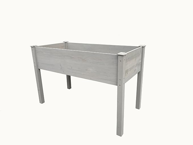 BTExpert 4ft Raised Garden Bed with Legs, 48x24x30in Elevated Wood Planter Box Stand for Vegetable Flower Backyard, Patio, Balcony Bed Liner Outdoor - Grey 30 in Height