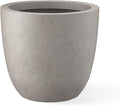 Kante 10 Inch Dia Round Concrete Planter, Indoor Outdoor Large Plant Pot with Drainage Hole and Rubber Plug for Home Patio Garden, Buff Concrete