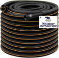 Rugged Rhino Heavy Duty Flexible Light Weight Garden Hose, 25ft x 5/8in, 4 Layer Leakproof Outdoor Gardening Tools, Watering Supplies, Powerful Water Pressure for Lawn, Flowers, Black Orange