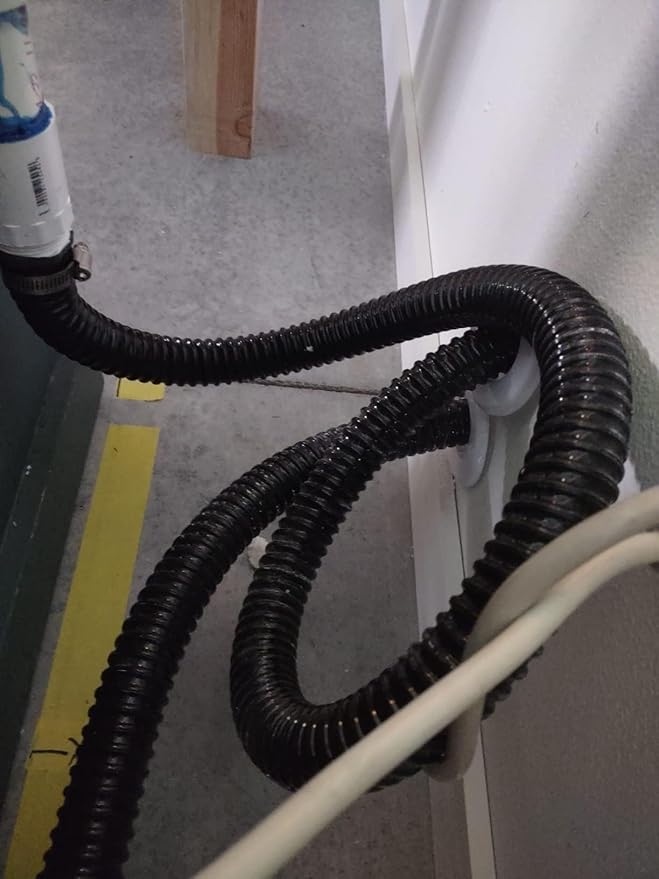 Pond Hose ID 1-1/4” × 10ft Black Corrugated Flexible Reinforced PVC Hose Vinyl Tubing for Pond Pump Fountain Garden Waterfall, Non-toxic & Kinkproof, with 2 clamps