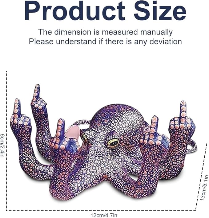 Middle Finger Octopus，Middle Finger Statue，Weird Decor Suitable for Indoor and Outdoor Garden Home Various Fish Tank Decoration (Purple)