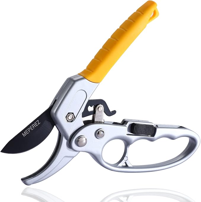 Premium 8 inch garden clippers, 3 Times Easy to Work, Arthritis Weak Hand Snips (2 pack-yellow)