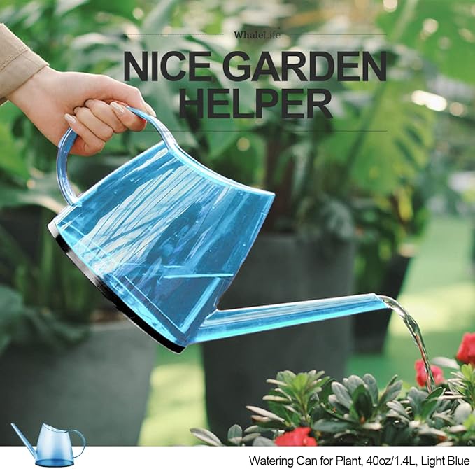 WhaleLife Indoor Watering Can for House Bonsai Plants (1.4L, Light Blue)