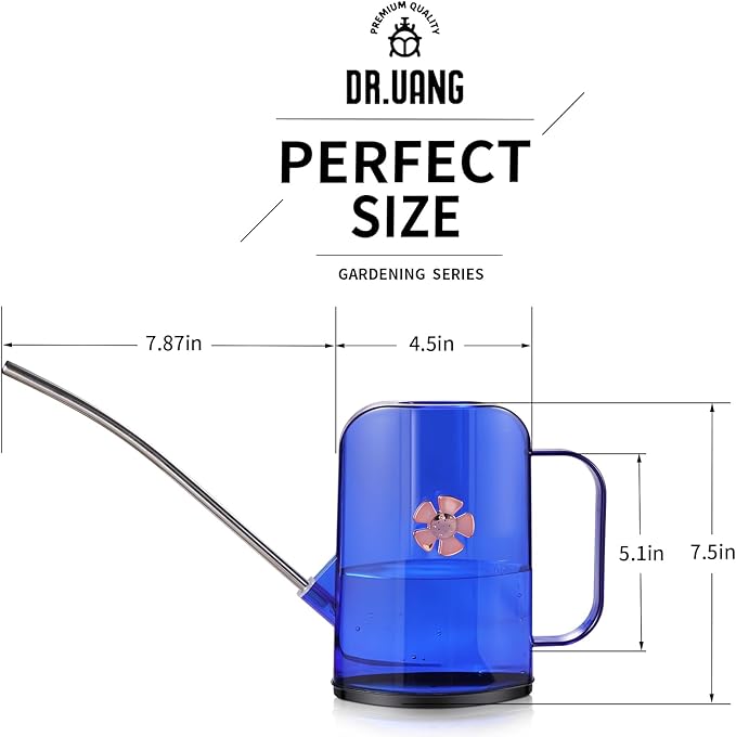 Watering Can Indoor for House Plants Small Watering cans with Long Spout Flower Model Sprinkler Head 1.2L (Blue, 1.2L)