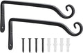 Gtongoko 2 Pack 10 Inch Plant Hangers Outdoor Metal Hanging Plant Bracket Bird Feeder Wall Hooks for Hanging Flower Basket, Wind Chimes, Solar Lanterns, Black