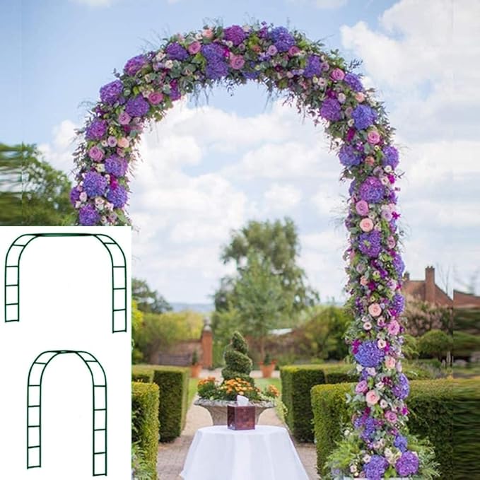 Adorox Adorox 7.8ft Garden Arch Trellis for Climbing Plants, Metal Arch Frame, Pumpkin Archway Outdoor Garden Arbors and Arches for Halloween Christmas Birthday Party Baby Shower Decoration (Green)