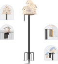 Ottsuls Bird Feeder Pole, 76 Inch Heavy Duty Bird House Pole Kit for Outdoors, with Wooden Board, 5-Prong Base Feeding Station for Wild Birds Watching, Adjustable Feeder Stand (House Not Included)