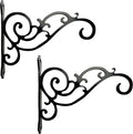 N+A Sunshine Iron Metal Hanging Planter Bracket, 2 Pack Wall Hooks for Hanging Birds Feeders, Latern, Wind Chimes, Coat, Decorative Indoor Outdoor (Black)