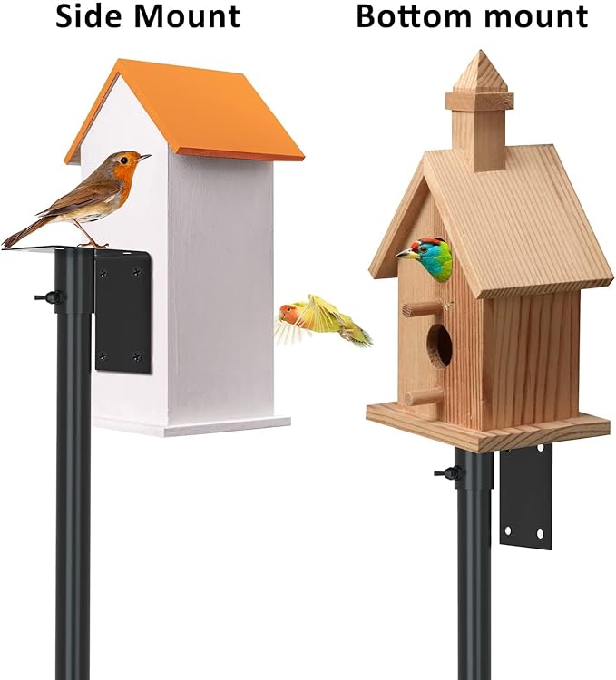 ERYTLLY Bird House Pole Mount Kit 80 Inch - Adjustable Hummingbird Bird Feeder Post Support Rod Universal Stand Set with 5 Prongs for Outdoor, Yard, Garden Decor, Black