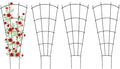 4 Pack 23'' Indoor Plant Trellis for Potted Plants Climbing, Outdoor Metal Garden Trellis Houseplants Flowers Vine Ivy,Fan Shape, Black
