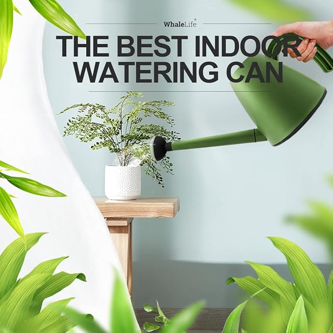 WhaleLife Indoor Watering Can for House Bonsai Plants (2.0L, Green)