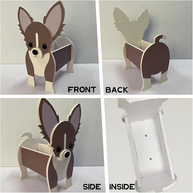 Brown Pomeranian Dog Planter Plant Pots,Cute Garden Dog Flower Planter,Large Dog Planters Birthday Gifts for Women,Office,Indoor/Outdoor Decor(9.84 * 8.66 * 16in)