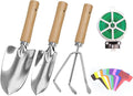 LeMotech Garden Tool Set, 3Pcs Stainless Steel Heavy Duty Gardening Kit Including Trowel Transplanter Cultivator Gardening Hand Tools with Beech Handle, Planting Tool for Women Men
