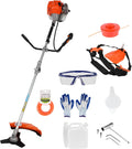 52cc 2-Stroke Gas Weed Wacker with 1.2L Fuel Tank, 2.2KW/8500RPM Weed Eater with Multi Accessories and Sharp Blade, Grass Trimmer for Villa, Garden, Community, Lawn, Park (Red 2)
