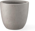 Kante 18 Inch Dia Round Concrete Planter, Indoor Outdoor Large Plant Pot with Drainage Hole and Rubber Plug for Home Patio Garden, Weathered Concrete