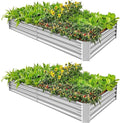 Land Guard 2 Pack 8×4×1ft Galvanized Metal Raised Garden Bed, Metal Planter Kit Box Outdoor for Deep-Rooted Vegetables, Flowers, Green and Herbs…