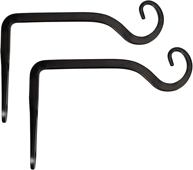 Mkono Hanging Plant Bracket 6 inch Metal Wall Plant Hook Decorative Plant Hanger for Bird Feeders, Planters, Lanterns, Wind Chimes, Home Decor Indoor Outdoor 2 Pack, Black