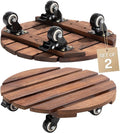 2pack Wood Plant Caddy With Wheels Heavy Duty Red Brown, 264 Lbs Capacity, 12 Inch Acacia Hardwood Plant Dolly, Plant Stand with 360° Lockable Wheels for Plant Pots, Heavy Objects Hauling
