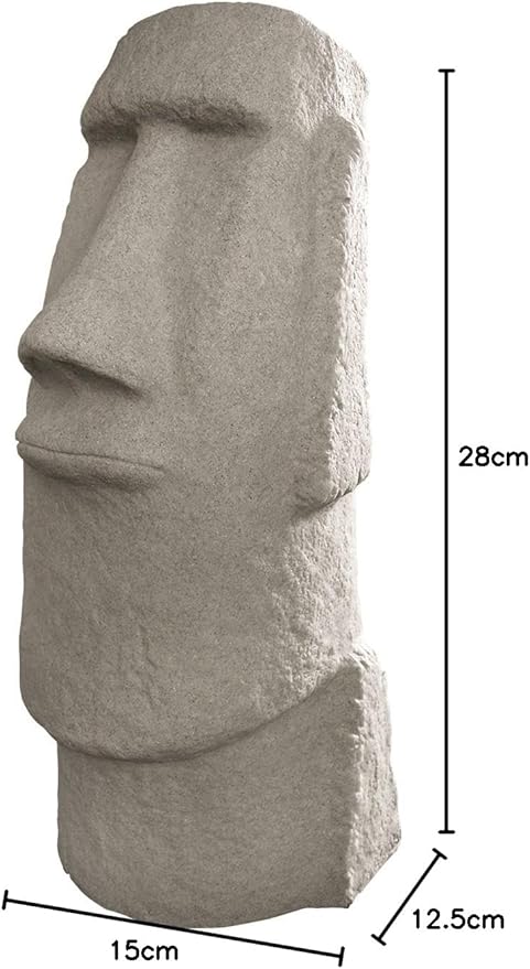 EMSCO Group Easter Island Head Statue – Natural Granite Appearance – Made of Resin – Lightweight – 28” Height