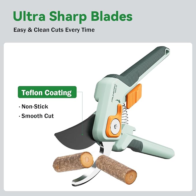 PrunePro 8" Professional Pruning Shears for Gardening Bypass Hand Pruner Stainless Steel Sharp Garden Scissors Plant Flower Rose Garden Clipper - 3 Pack