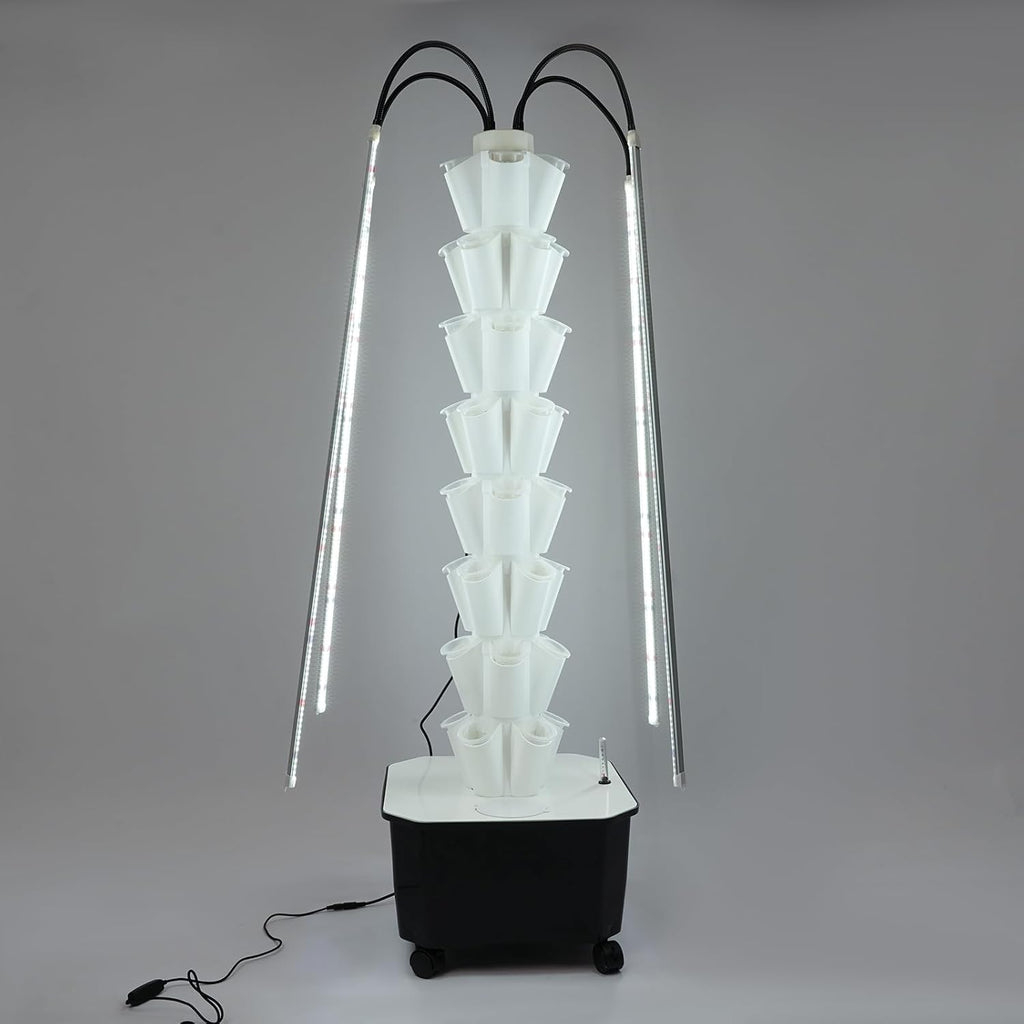 Hydroponic Growing Tower System Kit, 40-Plant Vertical Hydroponics Garden Tower with LED Grow Light, for Outdoor Indoor Herbs Fruits Vegetables Smart Garden Planter Kit