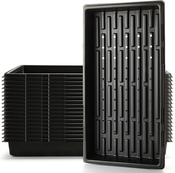 18Pcs 1020 Nursery Trays 10×20 Seedling Tray with Water Drainage Holes for Seeds Germination and Nursery 2.55" Deep (with Holes)