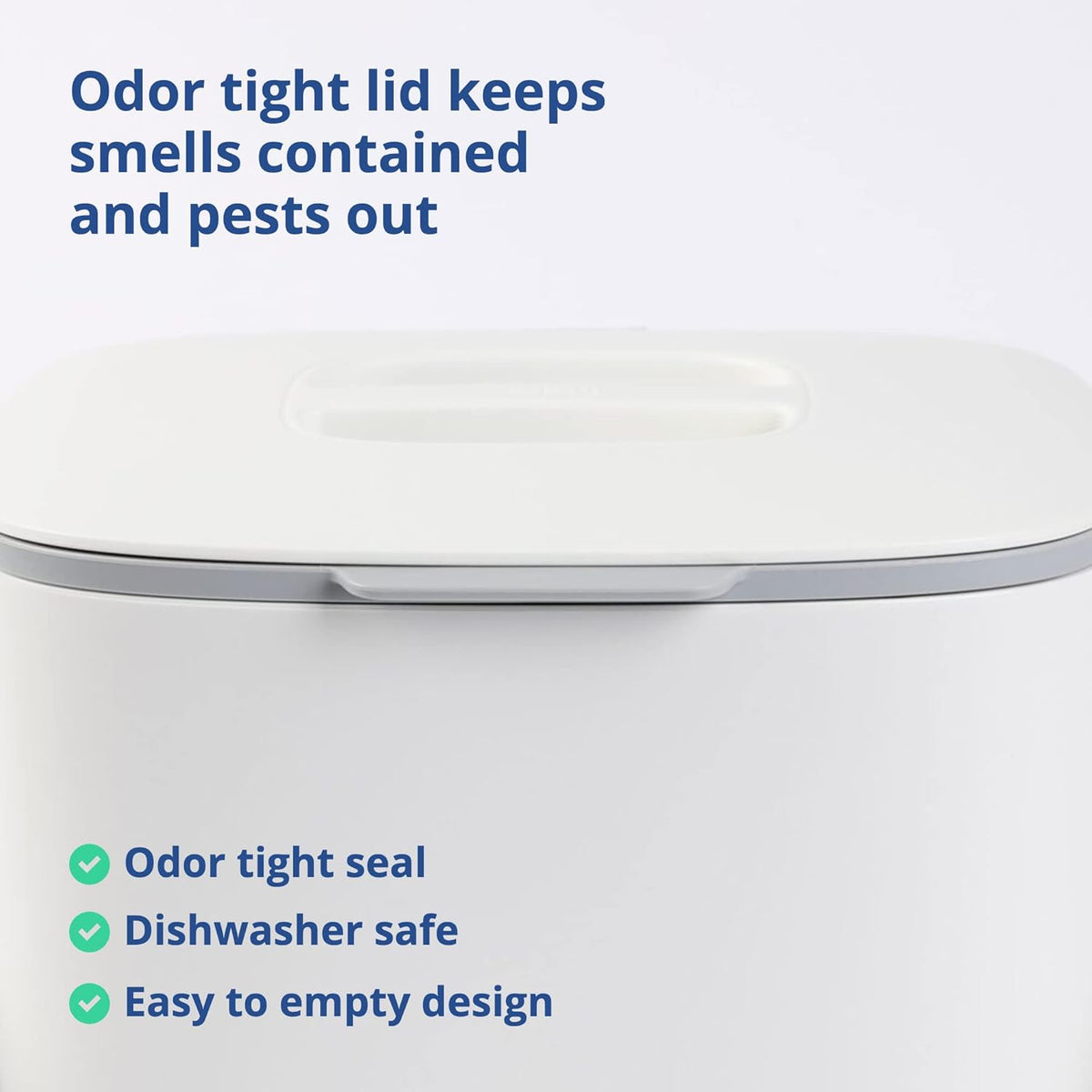 Blue Ginkgo Kitchen Compost Bin [2.6L / 0.69 GAL] – Filter-Free, Odor-Tight Countertop Food Waste Pail with Handles (Made in Korea, White)
