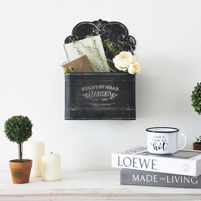 All Chic Black Wall Planter Metal Wall Planter Outdoor Wall Planter Wall Hanging Planter Rustic Wall Mount Planter Outdoor Indoor Wall Planter for Farmhouse Decor