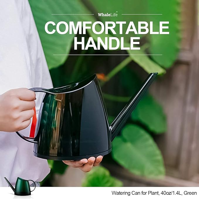 WhaleLife Indoor Watering Can for House Bonsai Plants (1.4L, Green)