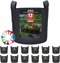 JERIA 12-Pack 30 Gallon, Vegetable/Flower/Plant Grow Bags, Aeration Fabric Pots with Handles (Black), Come with 12 Pcs Plant Labels