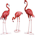 XONOR Metal Flamingo Garden Statues Large Red Flamingo Yard Art Outdoor Sculptures for Home Patio Lawn Backyard Décor, Set of 3