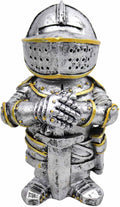 nezababy Knight Gnomes Guard Garden Statue Decoration Medieval Wee Crusader Battle Swordsman Fighting Outdoor Figurines Lawn Decor Resin (E)
