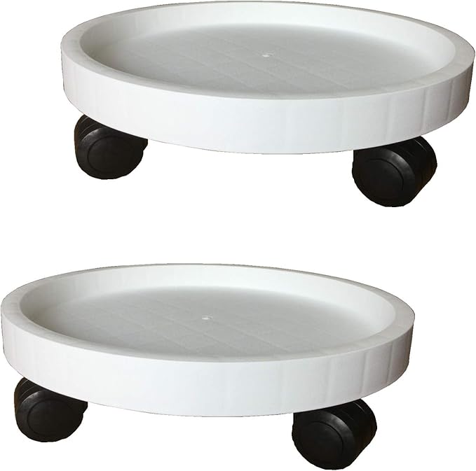 2 Pack of 12.6 Inch Heavy Duty Plant Caddy with Wheels,Rolling Plant Stand Pot Trolley,Wheeled Planter Saucer Tray,Potted Flower Mover Dolly with Casters Round Coaster for Indoor Outdoor