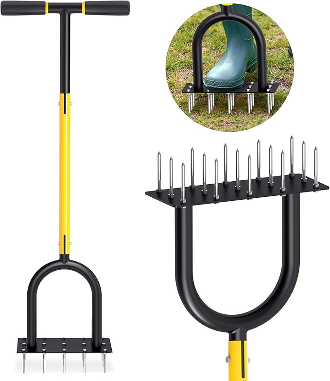 Lawn Aerator Tool - Grass & Soil Aerator for Lawn & Yard Care, Durable Manual Lawn Aerator for Healthy Grass, Compact Soil & Easy-to-Use Spike Plug Aerator