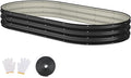 Raised Garden Bed, 8x4x1ft Galvanized Outdoor Planter Beds with Safety Edging and Gloves, Oval Metal Planter Box for Gardening Vegetables Flowers Herb