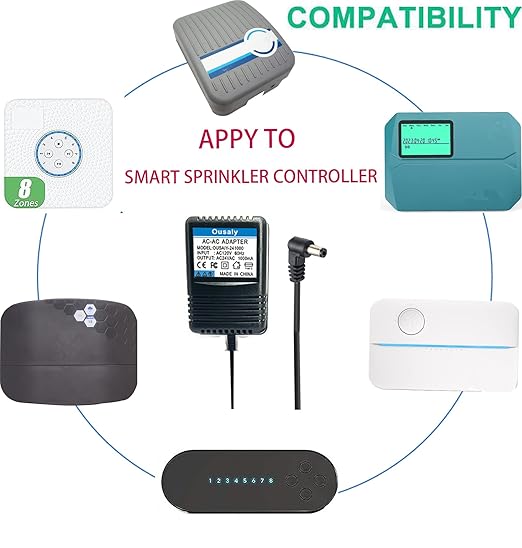 24VAC ac/ac Power Adapter Transformer for Sprinkler System Power Supply for Indoor Irrigation Timers Compatible with Rachio Smart Sprinkler Controller MKA-482401000 ILA48-241000 HL-EI480800 JT-917