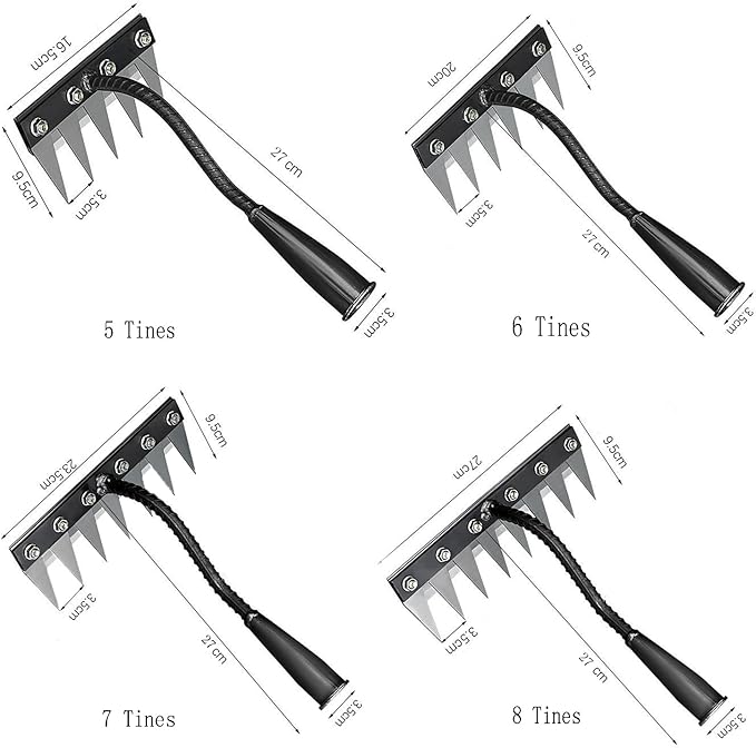 Gardening Hand Weeder Puller Tool, Manual Weeder with Detachable Blade Weeder Puller Tool,High-Carbon Steel Weed Removal Tool for Farm Lawn Garden, 5/6/7/8 Teeth Sizes (7 Teeth)